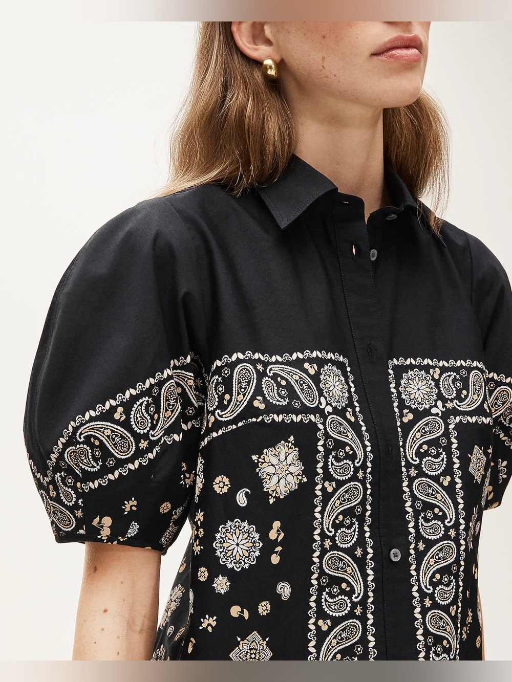 J Crew Bandana Print Cotton Poplin Midi Shirt Dress NWT - Picture 3 of 11
